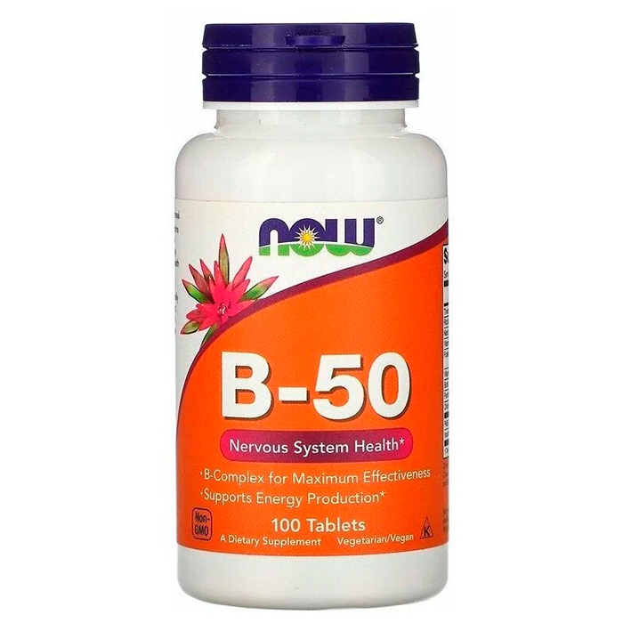 Комплекс витаминов B-50 NOW, 100 таб - фото 1