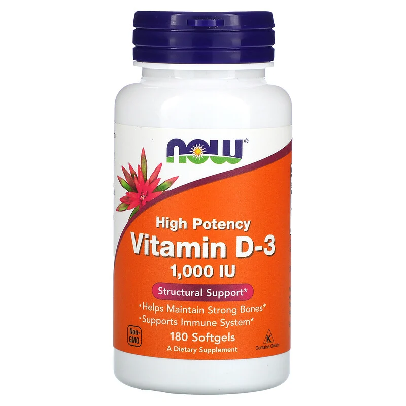 Now - витамин D3 25 мкг, 180 капс