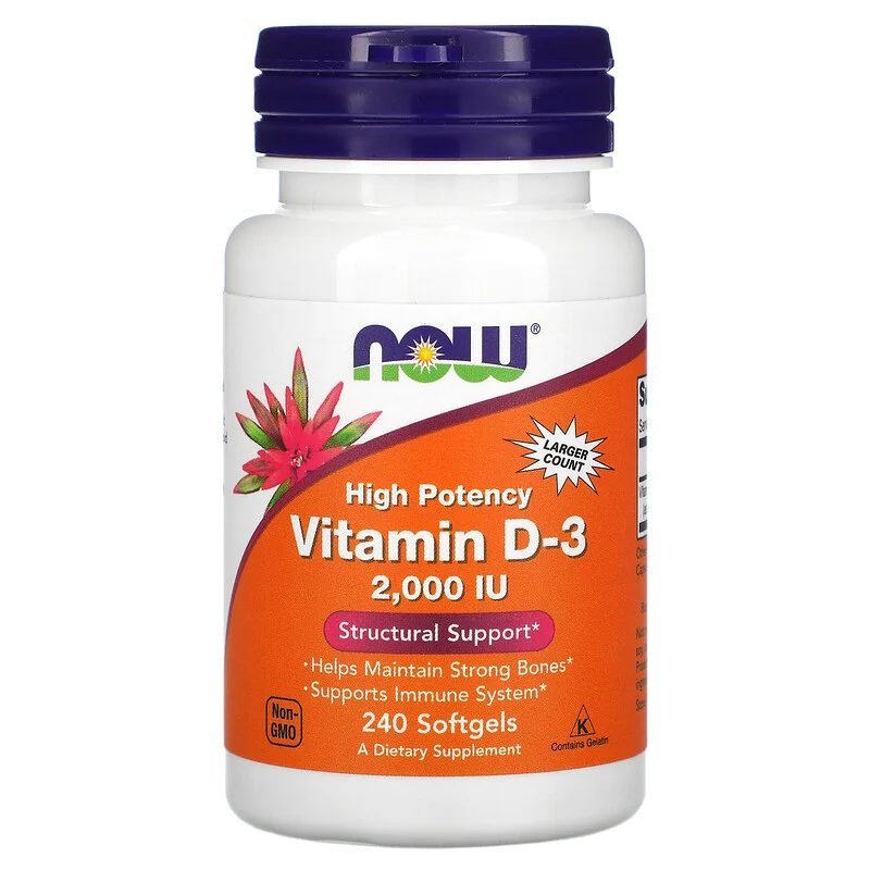 NOW - высокоактивный витамин D3 50 мкг, 240 капс