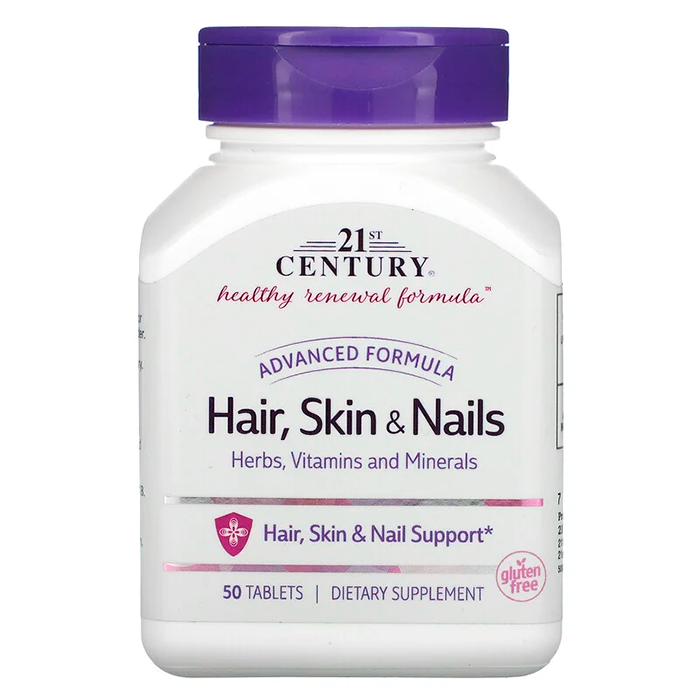 21st Century - комплекс витаминов для волос, кожи и ногтей, усовершенствованная формула, 50 таб