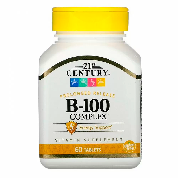 Комплекс витаминов B-100 Complex 21st Century, 60 таб - фото 1