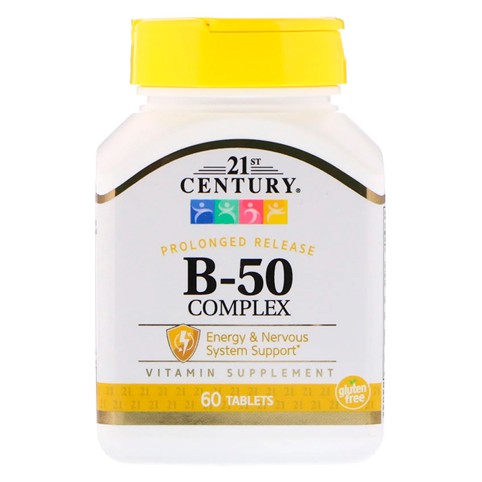 Комплекс витаминов B-50 Complex 21st Century, 60 таб - фото 1