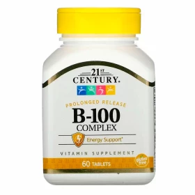 цена Комплекс витаминов B-100 Complex 21st Century, 60 таб
