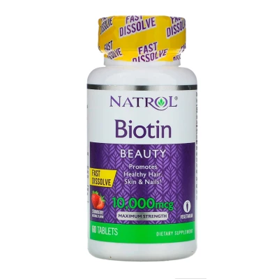 Natrol - биотин со вкусом клубники, 10000 мкг, 60 таб