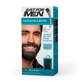Just for men - краска для бороды Real Black m55 в комплекте с кисточкой