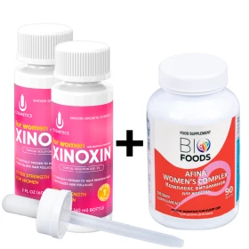 ксиноксин xinoxin uno 15% 3 флакона подарок биотин biofoods 5000 мкг и комплекс витаминов для волос кожи и ногтей biofoods Ксиноксин XINOXIN UNO 2%, 2 флакона + ПОДАРОК Комплекс витаминов для женщин Afina BioFoods