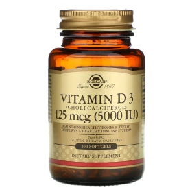 Витамин D3 Solgar, 125 мкг, 100 капс веганский витамин d3 solgar 150 мкг 100 капсул