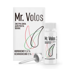mr volos лосьон для стимуляции роста волос ксиноксин 5% копексил 1 5% 1 флакон Лосьон для стимуляции роста волос Mr. Volos + оригинальная пипетка